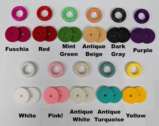 New Colors! Bobbin Winder Tire (One of each color plus felt pads) Rubber tire for Singer Kenmore and most vintage sewing machines