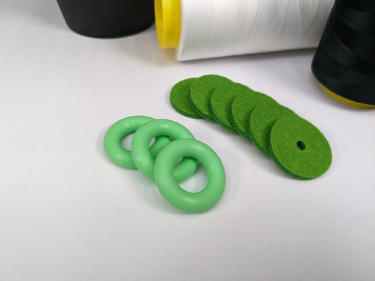 Mint Green Bobbin Winder Tire With Felt Pads (3 Sets) Rubber tire for Singer Kenmore and most vintage sewing machines