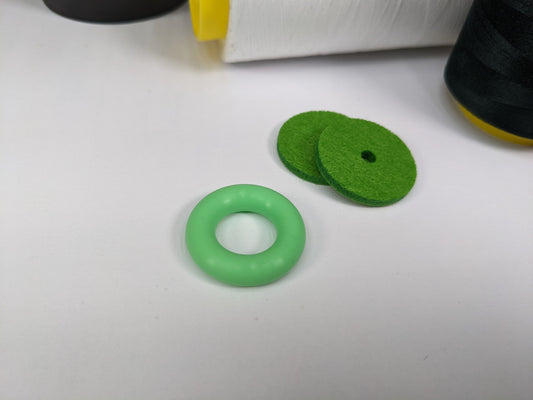 Mint Green Bobbin Winder Tire With Felt Pads (1 Set) Rubber tire for Singer Kenmore and most vintage sewing machines