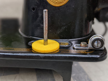 Yellow Bobbin Winder Tire With Yellow Felt Pads (1 Set) Rubber tire for Singer Kenmore and most vintage sewing machines