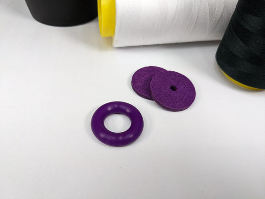 Purple Bobbin Winder Tire With Purple Felt Pads (1 Set) Rubber tire for Singer Kenmore and most vintage sewing machines